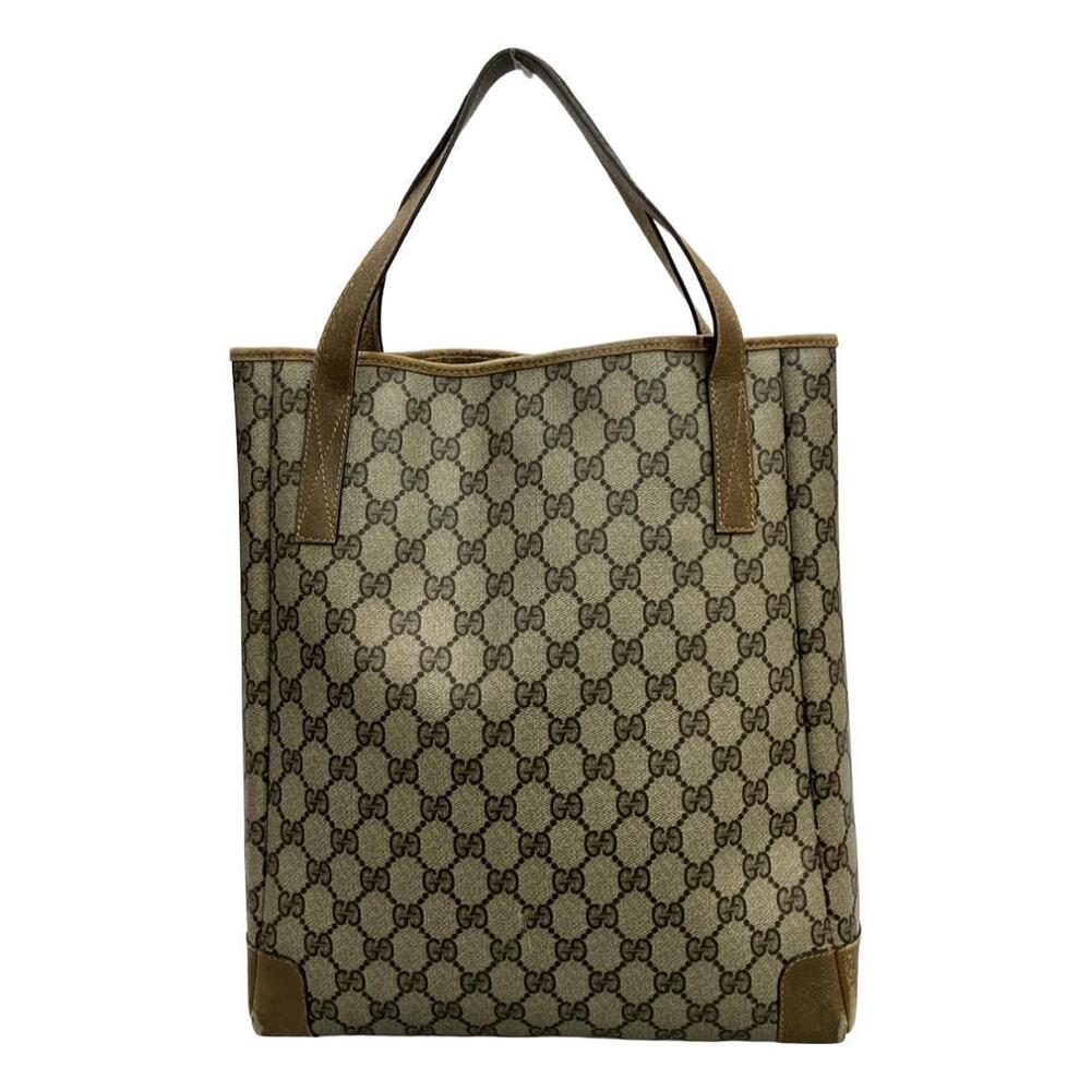 Gucci canvas leather brown tote Supreme GG classic bag